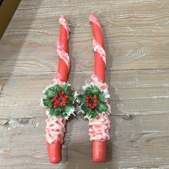 Vintage Penn Wax Works Christmas Holly Taper Candles - Picture 2 of 7
